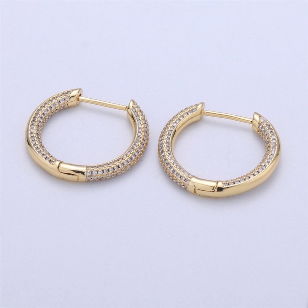25MM Gold Micro Pave Cz Hoop Earrings